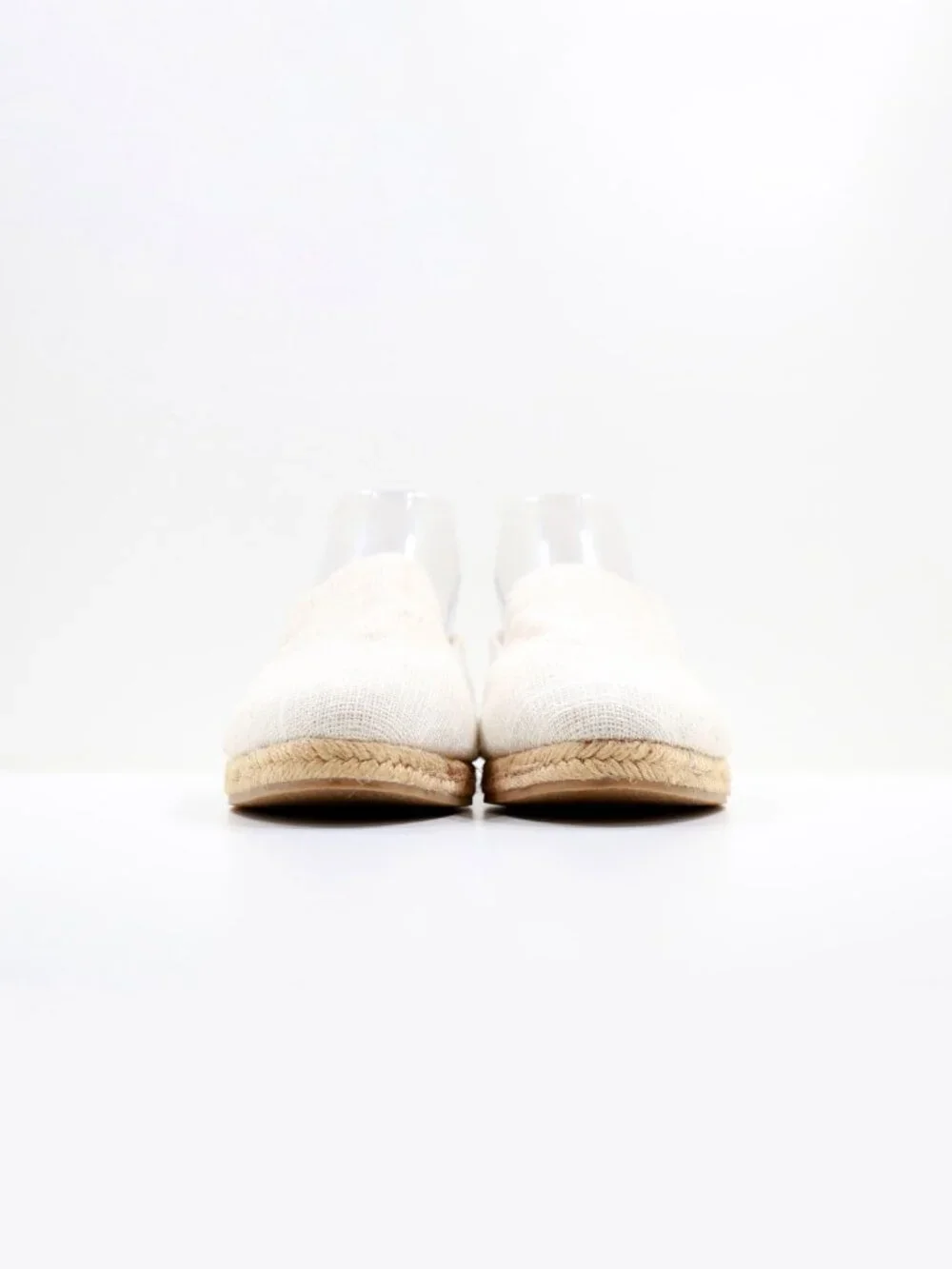 Jack Rogers Audrey Beige & Silver Linen Espadrille Loafer Flats - 9